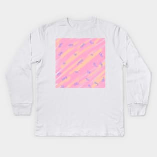 Pink red yellow watercolor abstract glitter art Kids Long Sleeve T-Shirt